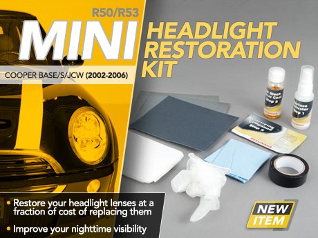 Cerakote Headlight Restoration Kit R53 MINI Cooper  Headlight restoration  kit, Headlight restoration, Mini cooper