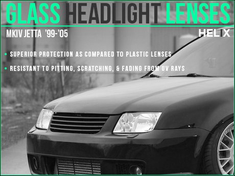 Pair Of Helix Plastic Headlight Lense Replacement for 99-05 VW Jetta Bora MK4 