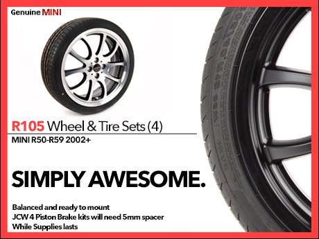 ECS News - MINI Cooper R50+ R105 JCW Wheel & Tire Sets of Four