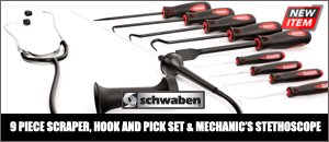 9pc Pick, Hook and Scraper Set & Mechanic's Stethoscope